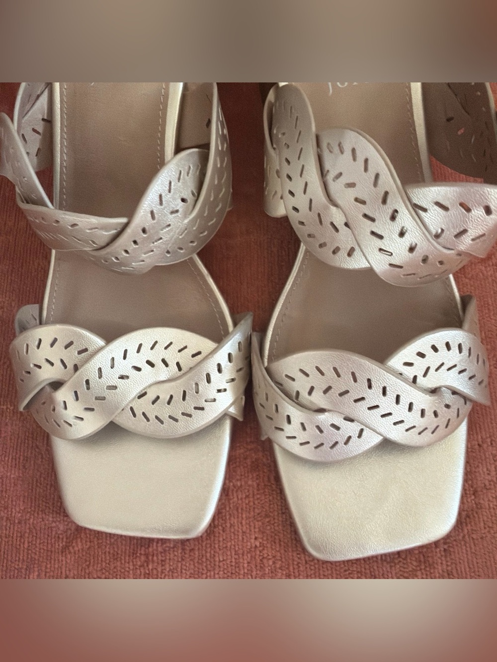Joie Metallic champagne gold Braided Strap Heeled Sandals